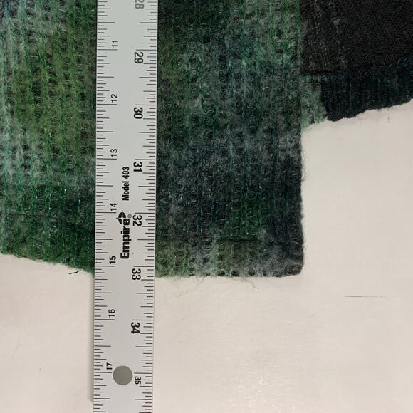 Alberto Makali L Green Black Sweater Jacket Cardigan Faux Leather Detail - Picture 8 of 8